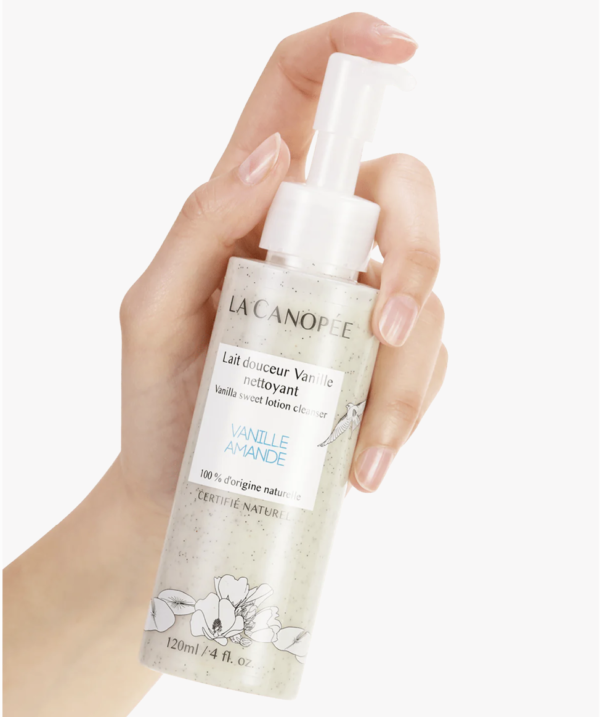 Lait-douceur-vanille-nettoyant-visage-cosmétique-beauté-retire-les-impuretés-nettoie-le-visage-la-peau-grain-d-orge-ma-boutique-holistique-la-canopee-oullins-lyon
