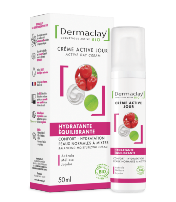 dermaclay-creme-hydratante-bio-visage-equilibrante-procure-un-confort-cutanée-pour-les-peaux-normales-a-mixtes-regule-le-sébum-grain-d-orge-ma-boutique-holistique-oullins-lyon