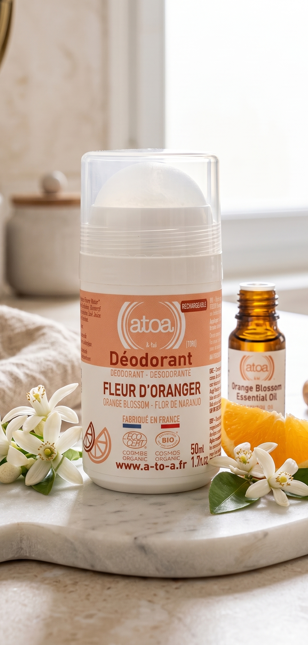Roll-on Déodorant Rechargeable Fleur d'oranger- Atoa