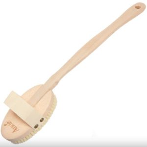 Brosse de massage à manche en hêtre et soie.
